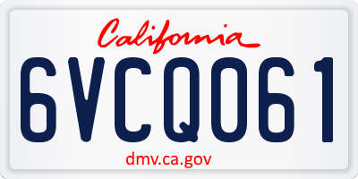 CA license plate 6VCQ061