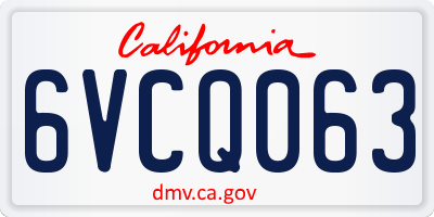 CA license plate 6VCQ063