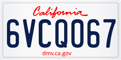 CA license plate 6VCQ067