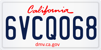 CA license plate 6VCQ068