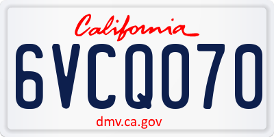CA license plate 6VCQ070