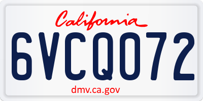 CA license plate 6VCQ072