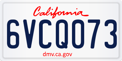 CA license plate 6VCQ073