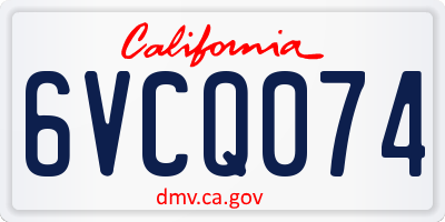 CA license plate 6VCQ074