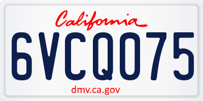 CA license plate 6VCQ075