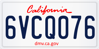 CA license plate 6VCQ076