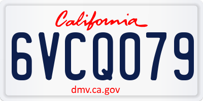 CA license plate 6VCQ079