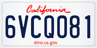 CA license plate 6VCQ081