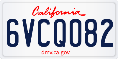 CA license plate 6VCQ082