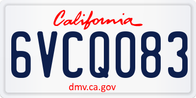 CA license plate 6VCQ083