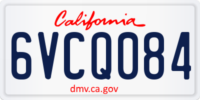 CA license plate 6VCQ084