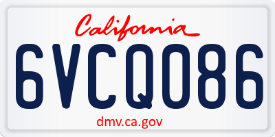 CA license plate 6VCQ086