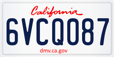 CA license plate 6VCQ087