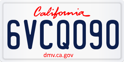 CA license plate 6VCQ090