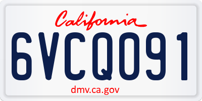 CA license plate 6VCQ091