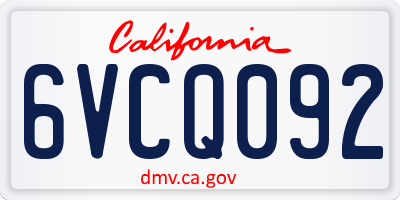 CA license plate 6VCQ092