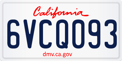 CA license plate 6VCQ093