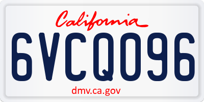CA license plate 6VCQ096