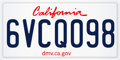 CA license plate 6VCQ098