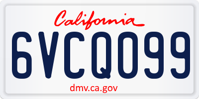 CA license plate 6VCQ099