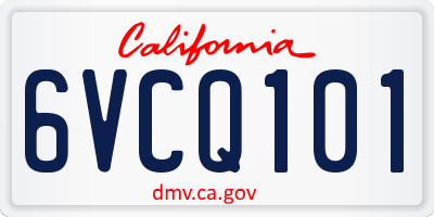 CA license plate 6VCQ101