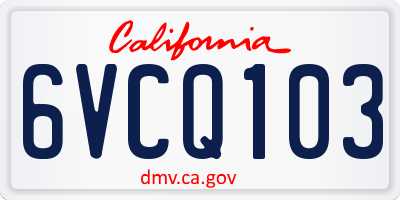 CA license plate 6VCQ103