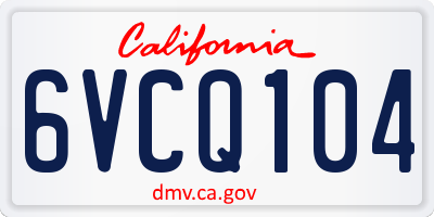 CA license plate 6VCQ104