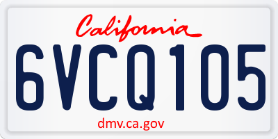 CA license plate 6VCQ105