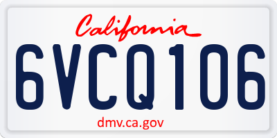 CA license plate 6VCQ106