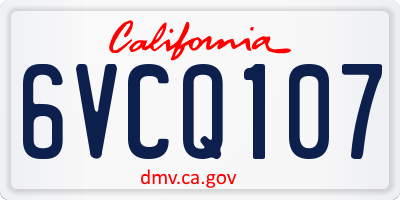 CA license plate 6VCQ107