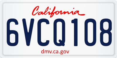CA license plate 6VCQ108