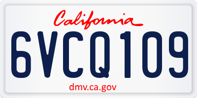 CA license plate 6VCQ109