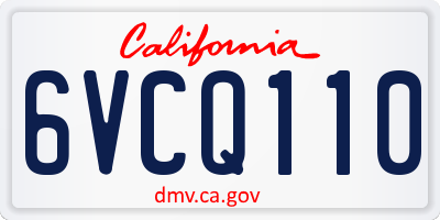 CA license plate 6VCQ110