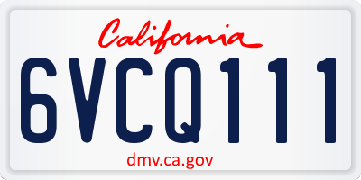 CA license plate 6VCQ111