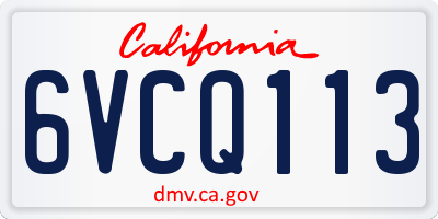 CA license plate 6VCQ113