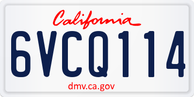 CA license plate 6VCQ114