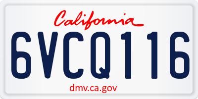CA license plate 6VCQ116