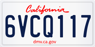 CA license plate 6VCQ117