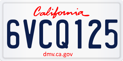 CA license plate 6VCQ125