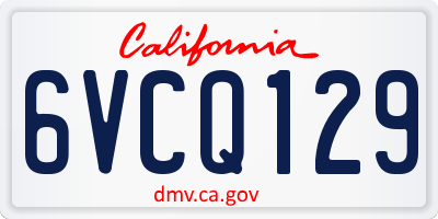 CA license plate 6VCQ129