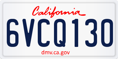CA license plate 6VCQ130
