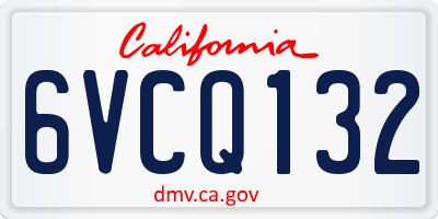 CA license plate 6VCQ132