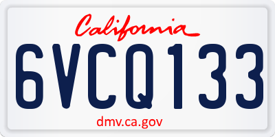 CA license plate 6VCQ133