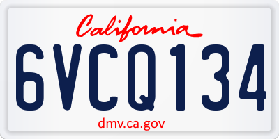 CA license plate 6VCQ134