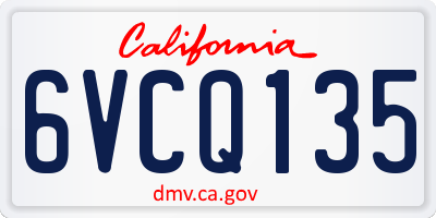 CA license plate 6VCQ135