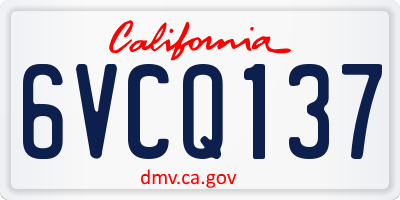 CA license plate 6VCQ137