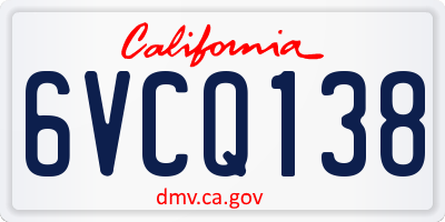 CA license plate 6VCQ138