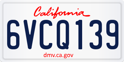 CA license plate 6VCQ139
