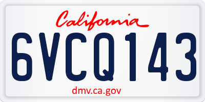 CA license plate 6VCQ143