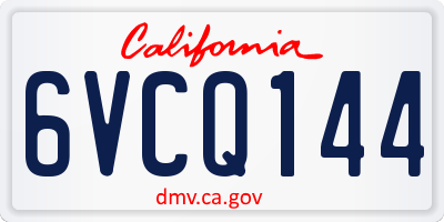 CA license plate 6VCQ144